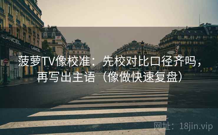 菠萝TV像校准：先校对比口径齐吗，再写出主语（像做快速复盘）