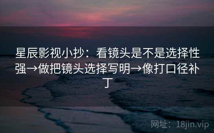 星辰影视小抄：看镜头是不是选择性强→做把镜头选择写明→像打口径补丁